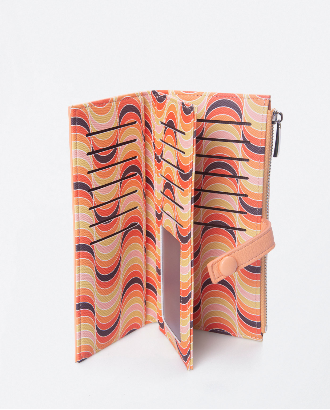 Portefeuille long avec porte-cartes et porte-monna Saumon