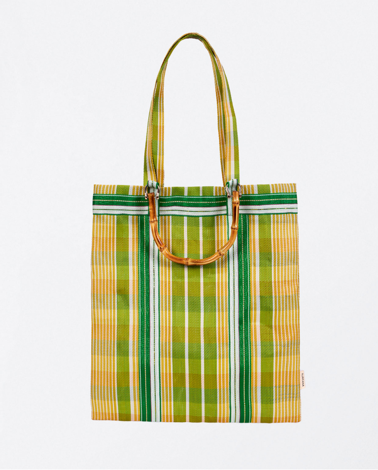 Borsa mercato doppio manico Verde acido
