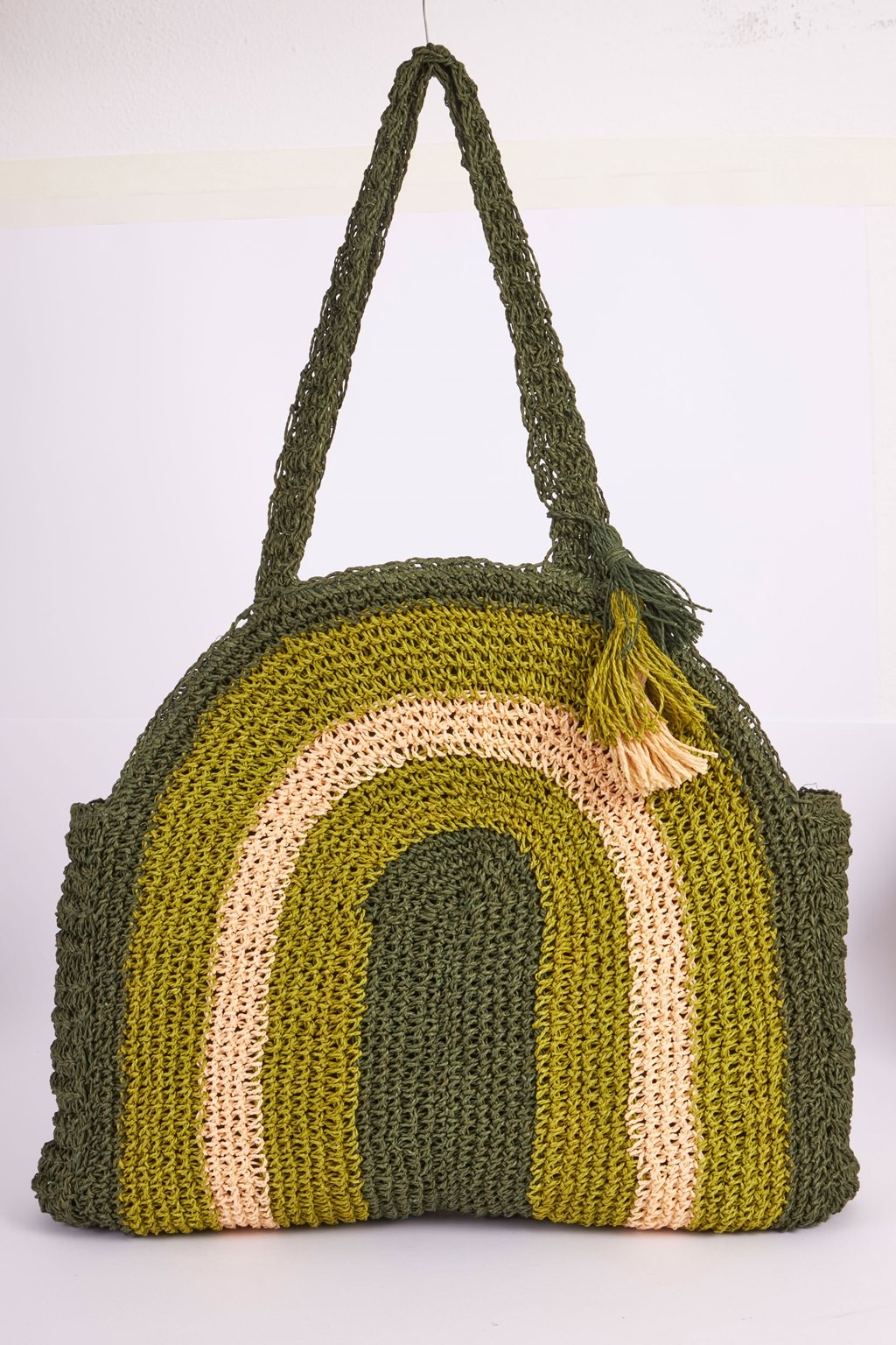 Shopper rotonda in rafia Verde