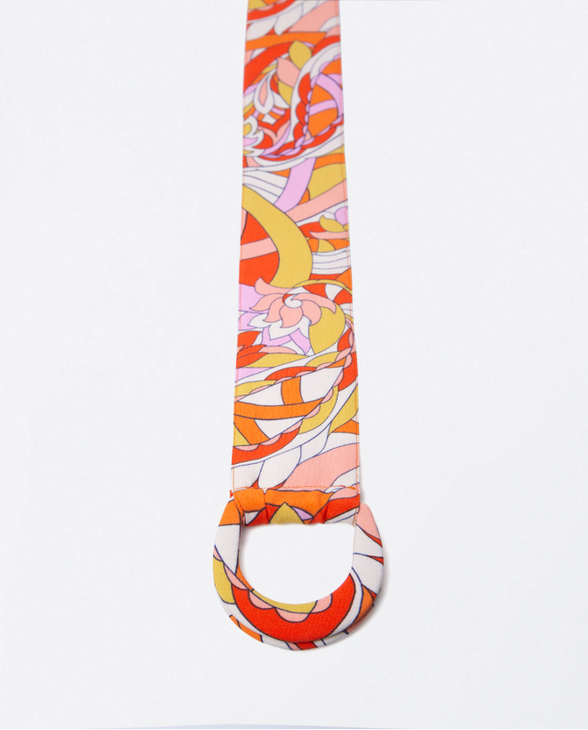 Large ceinture en tissu avec double boucle. Orange
