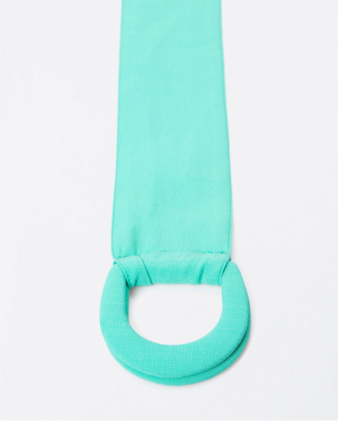 Large ceinture en tissu avec double boucle. Turquoise
