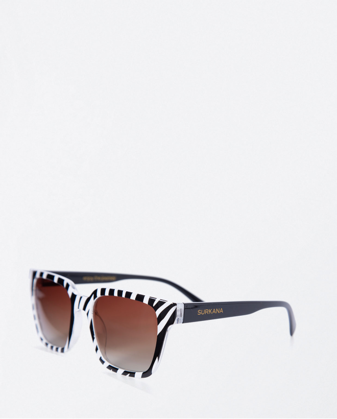 Square zebra print sunglasses. White