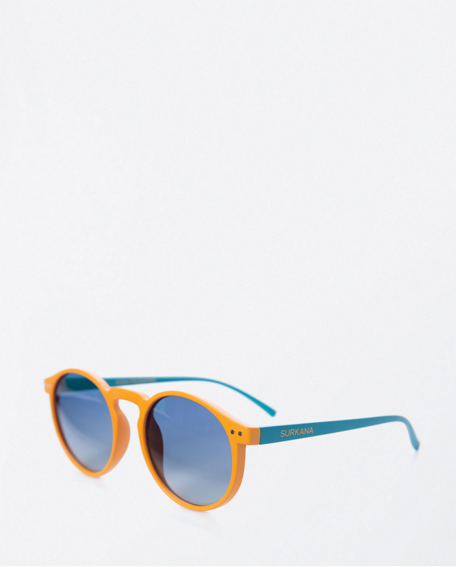 Bicolor round sunglasses. Orange