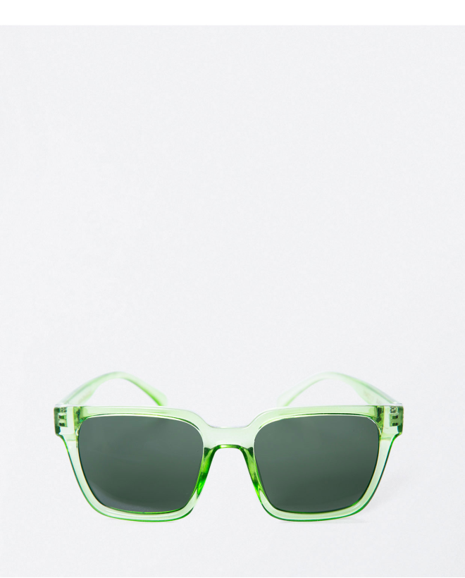 Translucent square sunglasses. Green