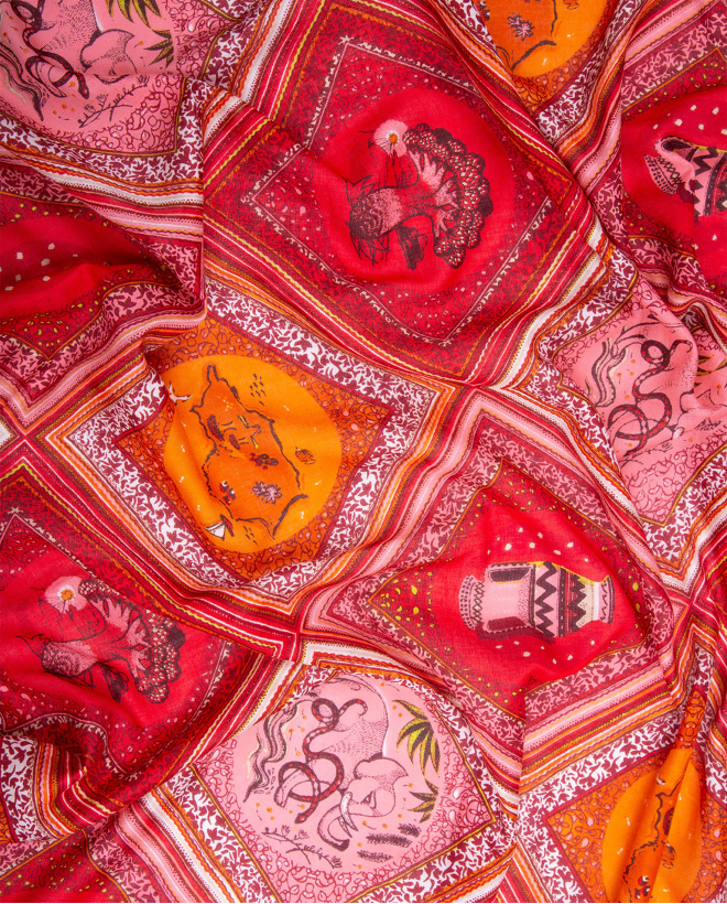 Sciarpa sarong con stampa Rosso