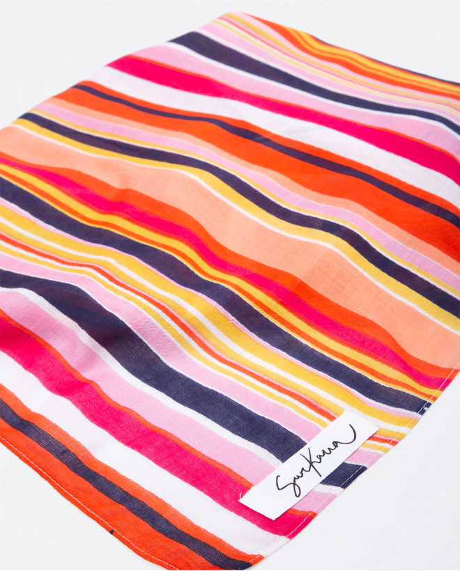 Sciarpa sarong rosa con stampa a righe Arancione