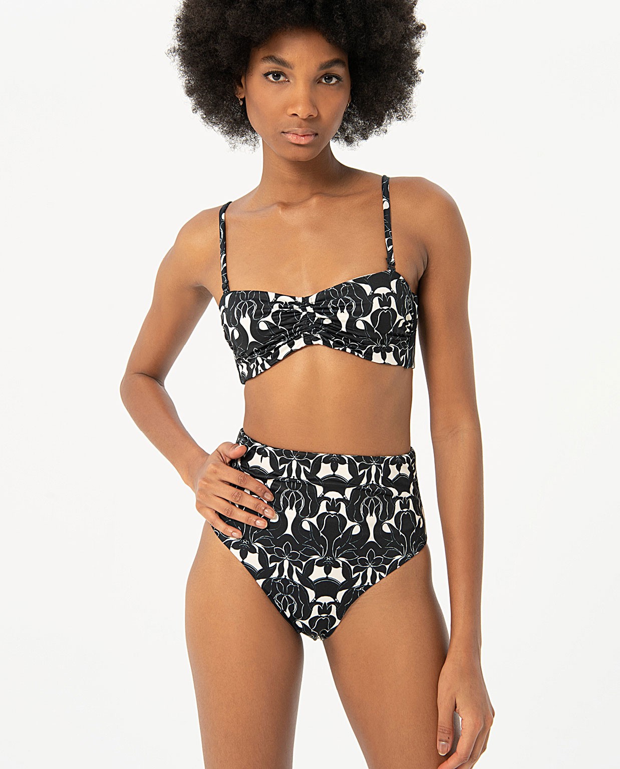 Top bikini a fascia Nero