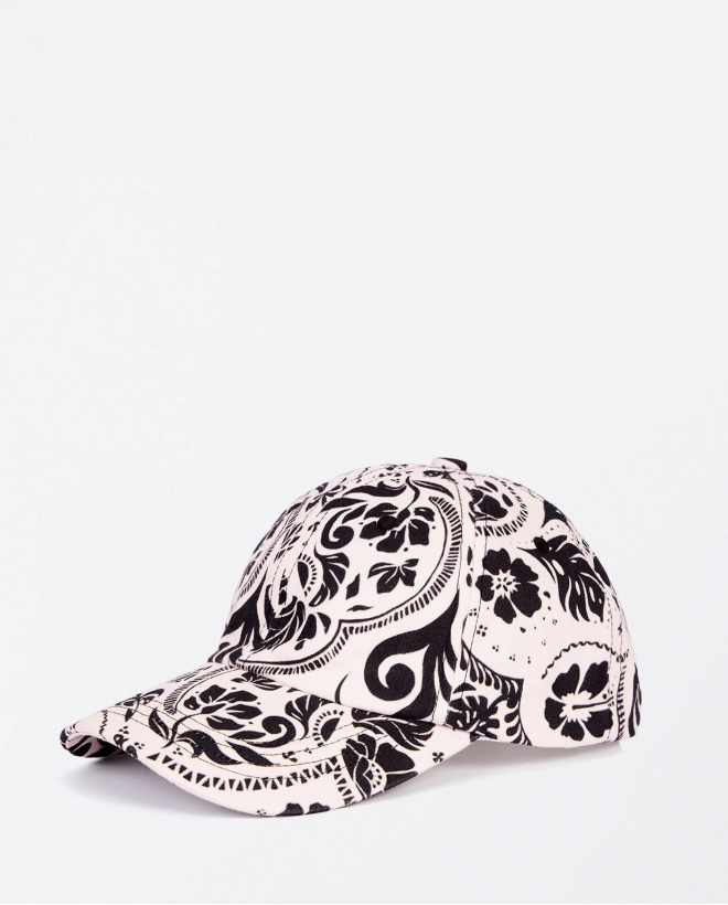 Cappellino con visiera stampato Nero