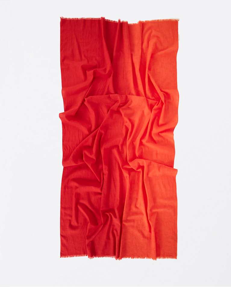 Sciarpa sarong degradata con frange Rosso