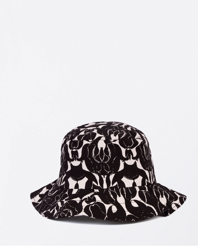 Cappello da spiaggia stampato Nero