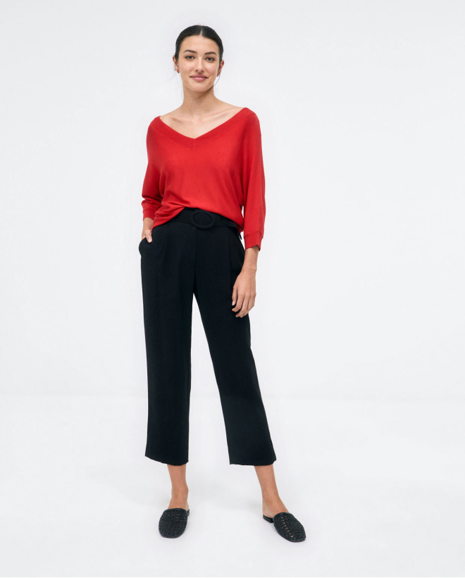 Pantalon de pêcheur avec ceinture. Noir