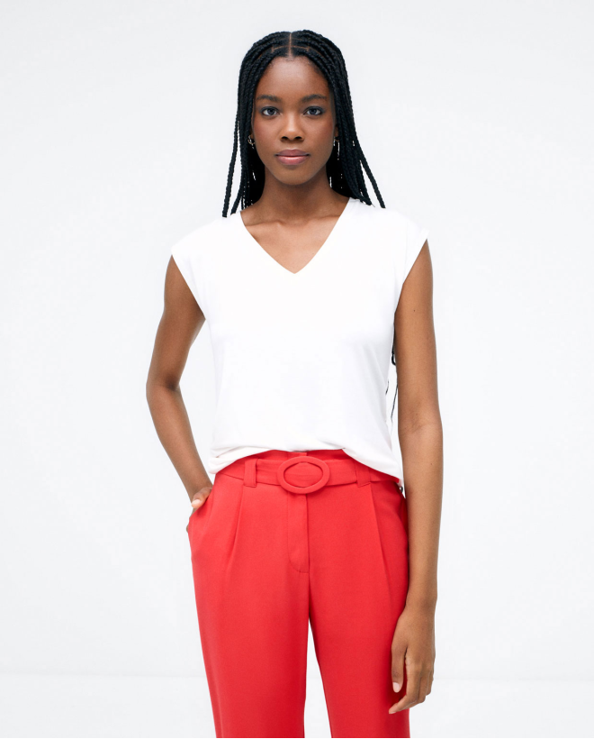 Pantalon de pêcheur avec ceinture. Rouge