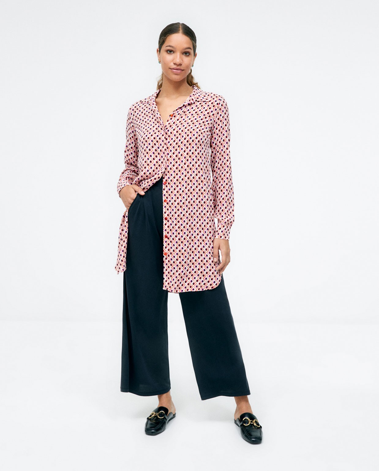 Chemise à manches longues. Imprimé  Rouge