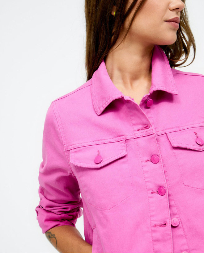 Giacca di jeans con tasche. Lisa Fucsia