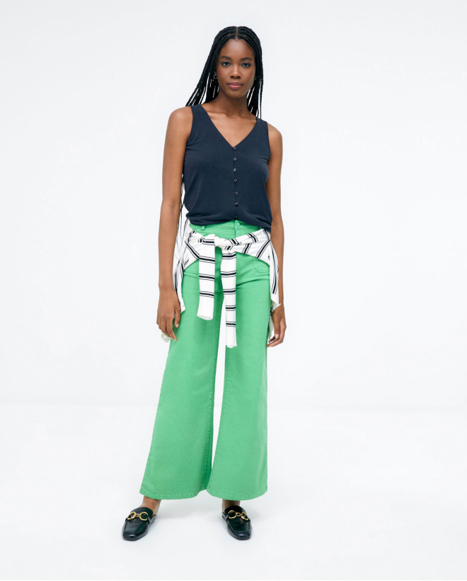 Pantalon long en denim avec...