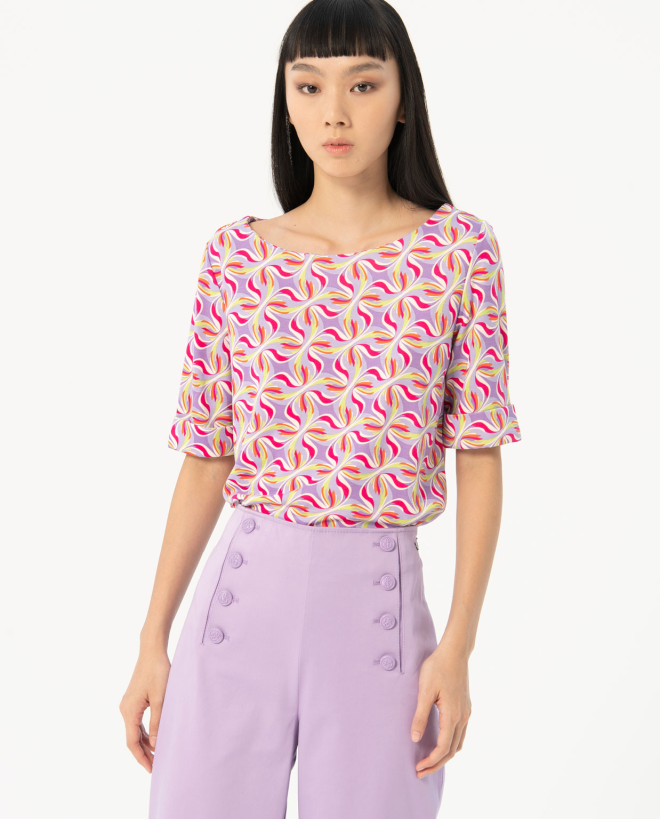 Plain wide poplin pants Lilac