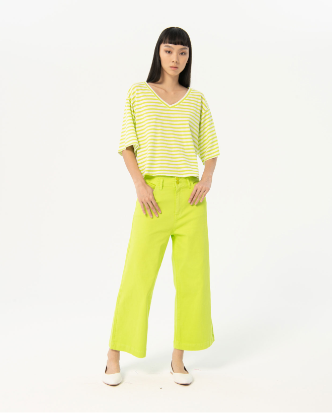 Wide stretch jeans Green