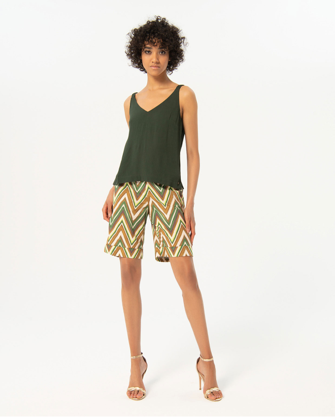 Plain crepe tank top Khaki