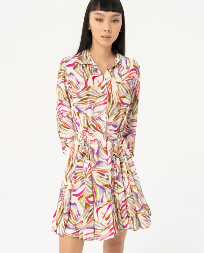 Robe chemise courte imprimée Multi