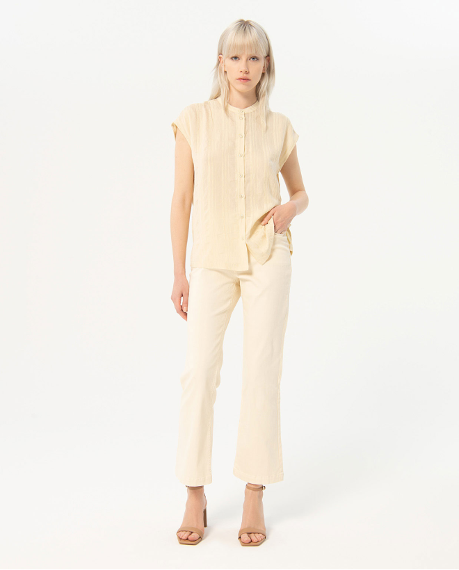 Wide textured blouse Beige