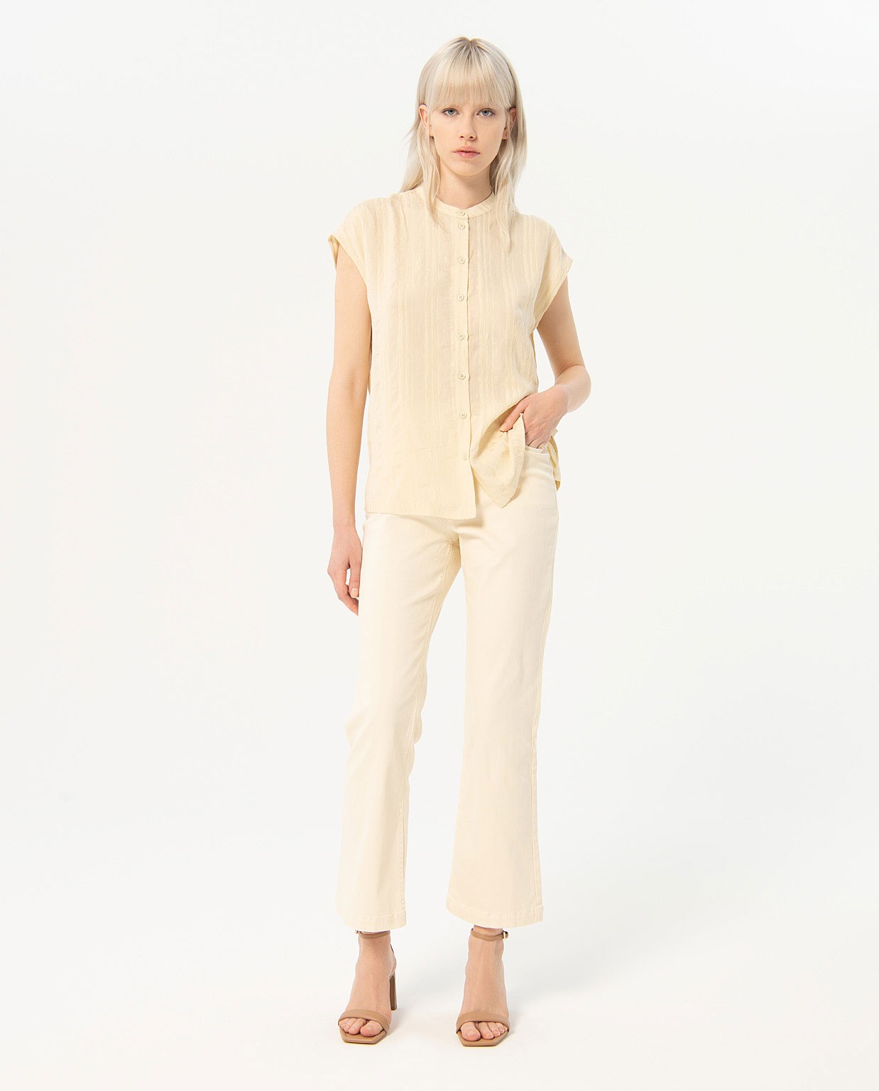 Chemisier large texturé Beige