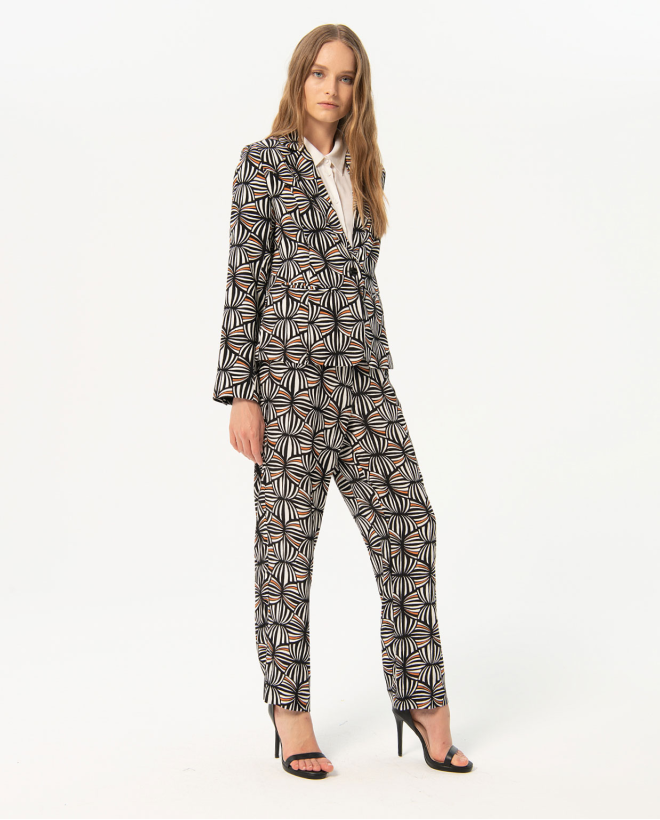 Printed crepe lined jacket Black