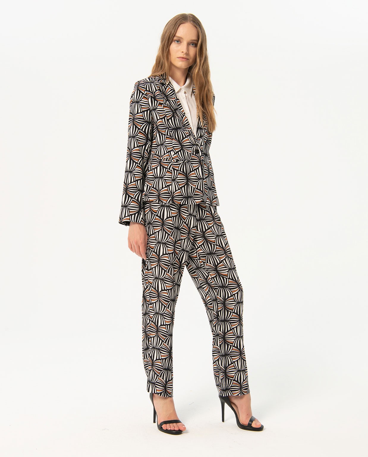 Printed crepe lined jacket Black
