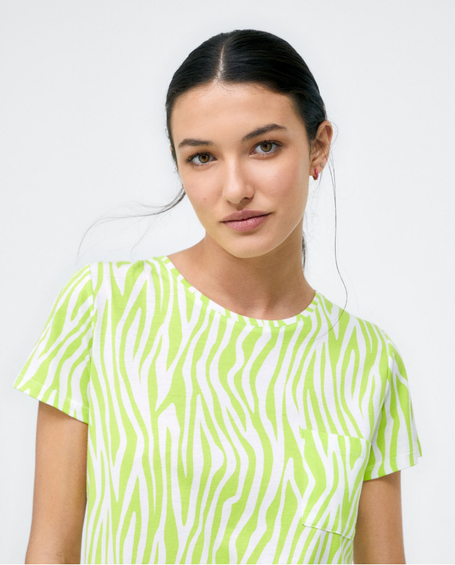 T-shirt à manches courtes. Imprimé à rayures es Vert acide