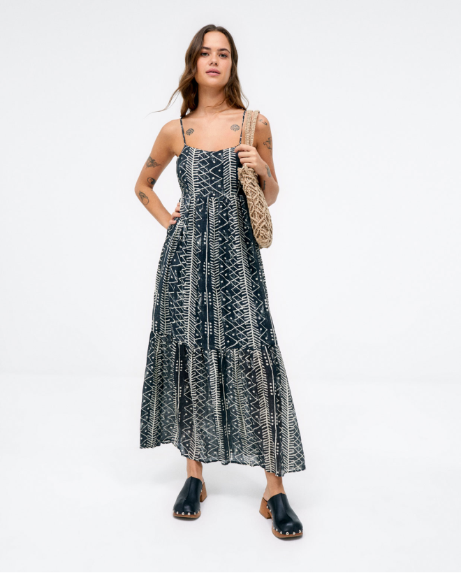 Long strapless dress with...