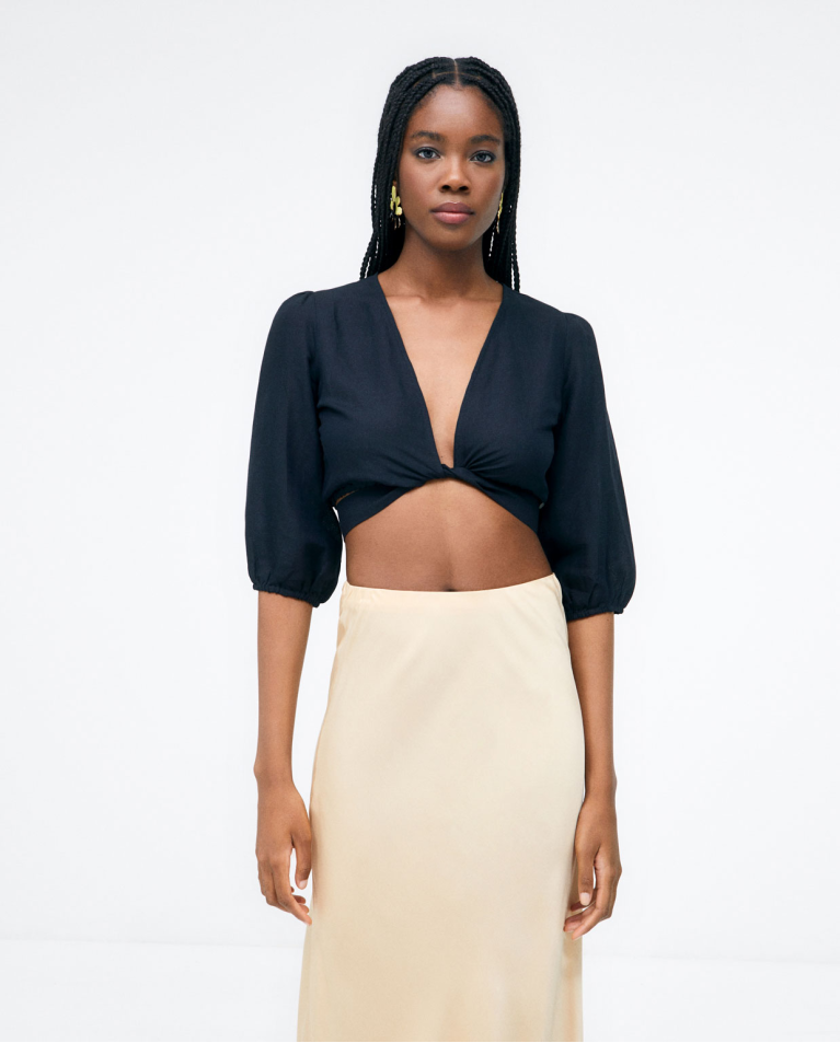 Gonna midi svasata in maglia. Liscio Beige