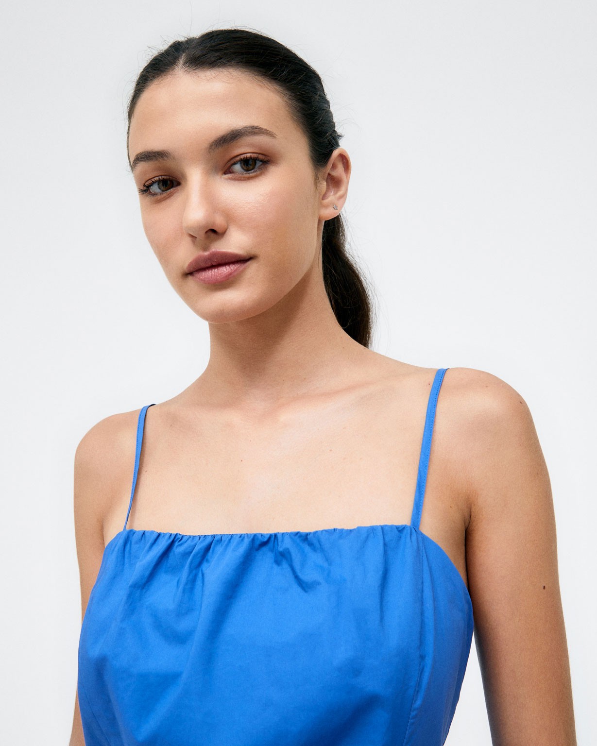 Débardeur. Tricot extensible et froncé. Lisa e Bleu