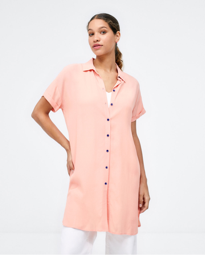 Camicia a maniche lunghe e corte. Tinta unita Coralo