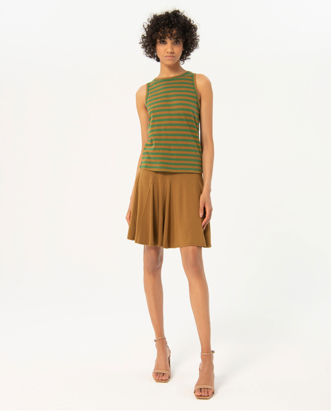 Maglietta in cotone con spalline a righe Kaki