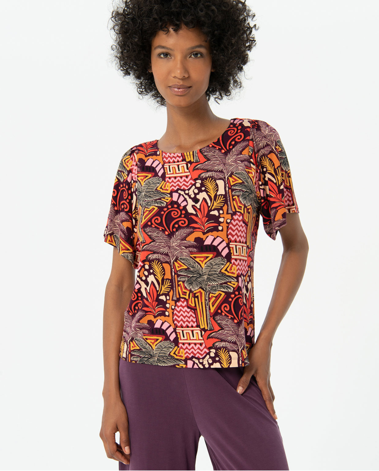 T-shirt à manches courtes élastiques en aloe-vera Multi