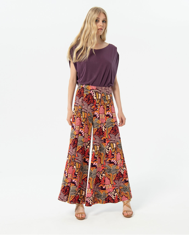 Wide and elastic aloe-vera pants Multi