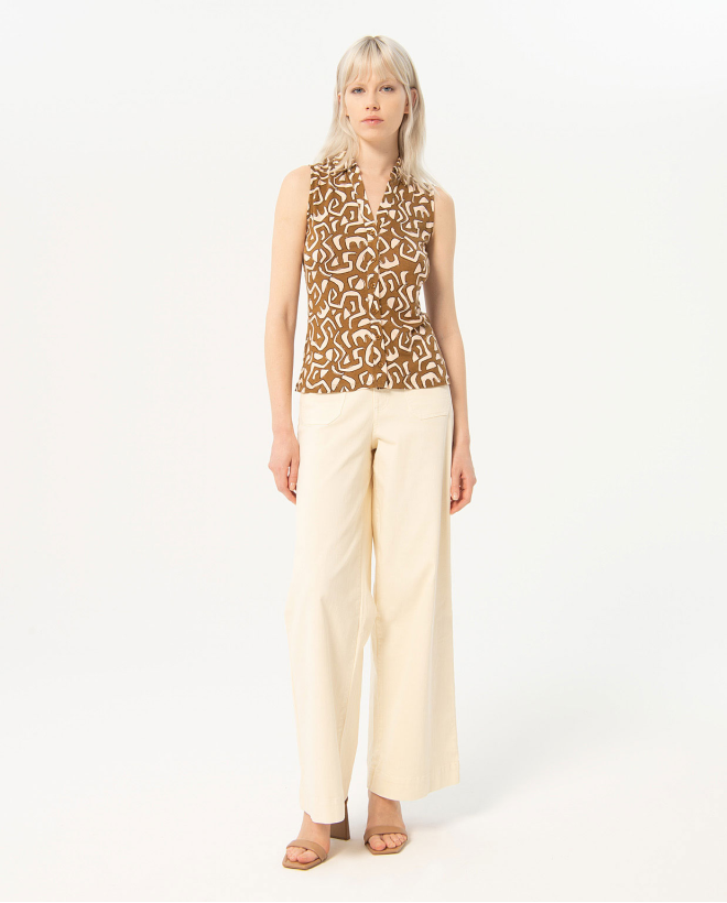 Camicia senza maniche stampata Kaki