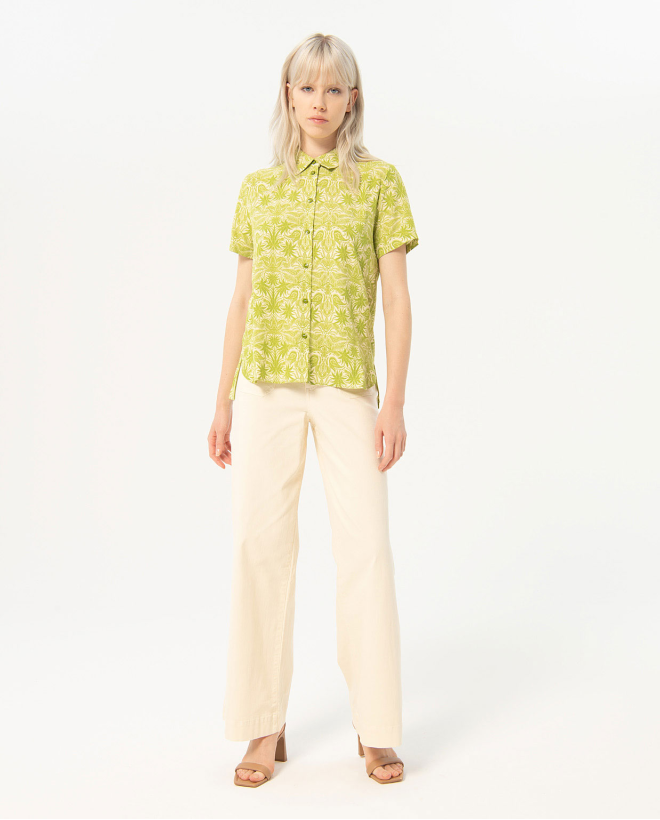 Camicia a maniche corte stampata Verde