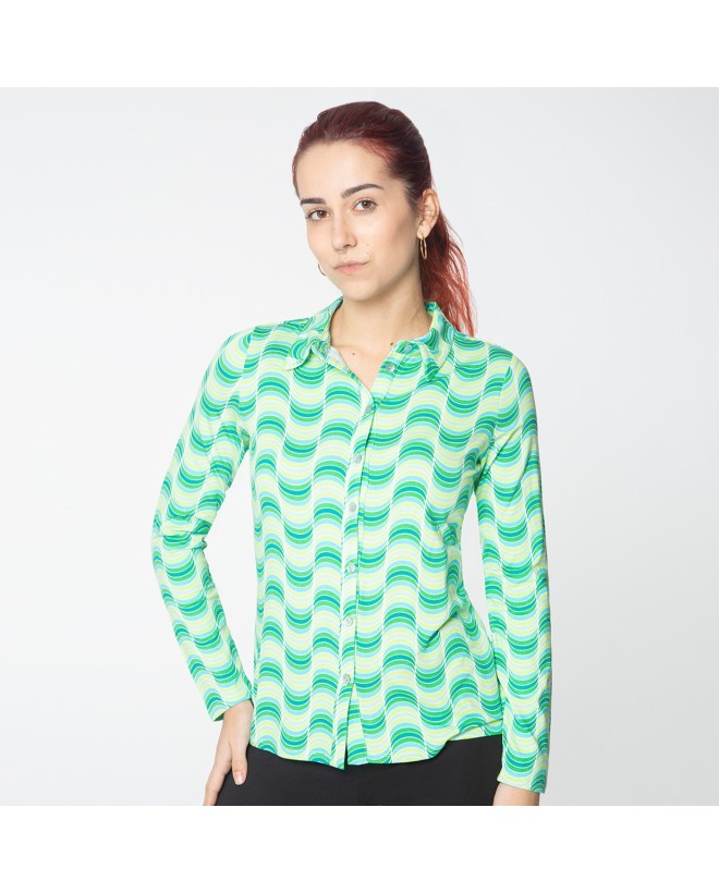 Chemise élastique à manches longues. Impression de Vert