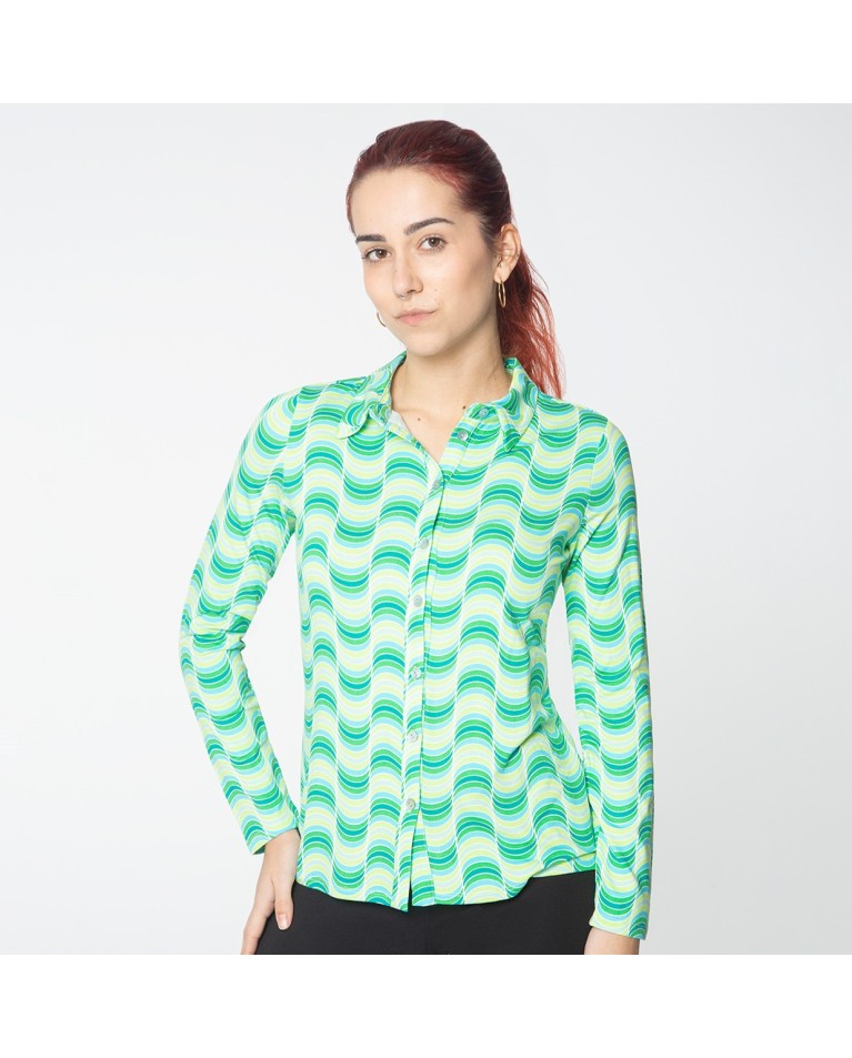 Chemise élastique à manches longues. Impression de Vert
