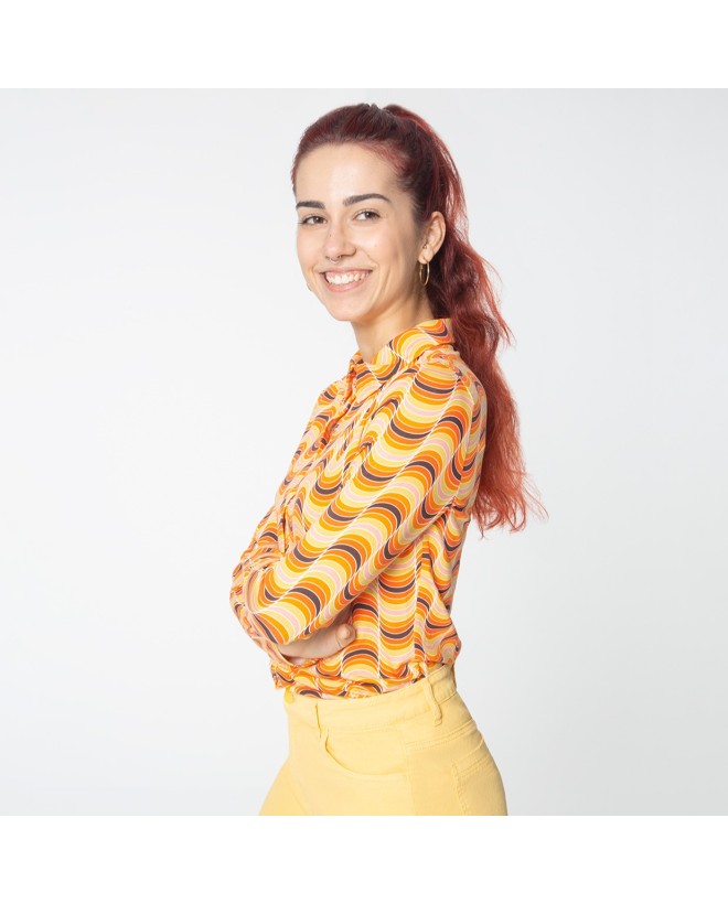 Chemise élastique à manches longues. Impression de Orange