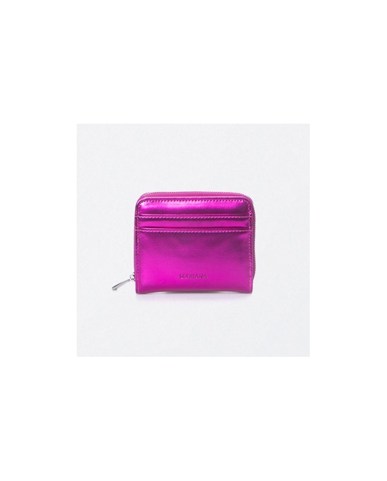 Small purse with zip. Metallic Fuchsia