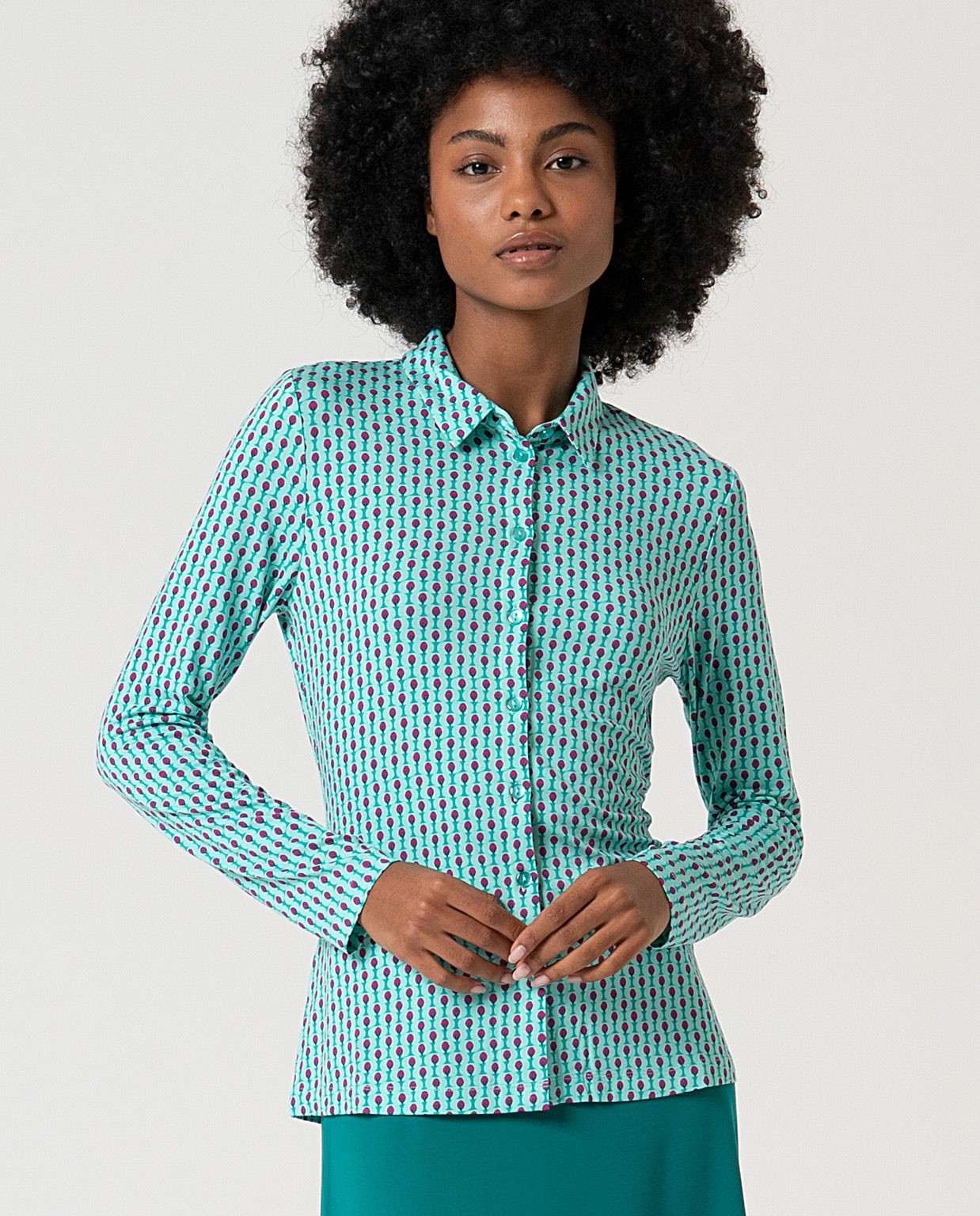 MU:Chemise à manches longues Vert d'eau