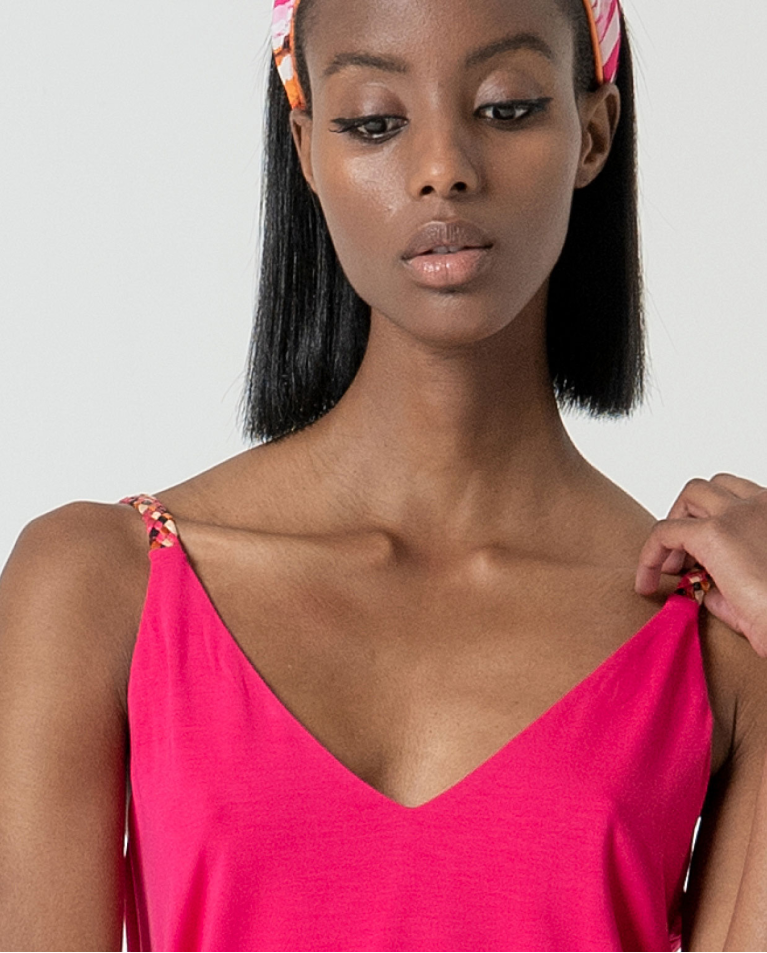 MU:Strap top with trimmings Fuchsia women Surkana