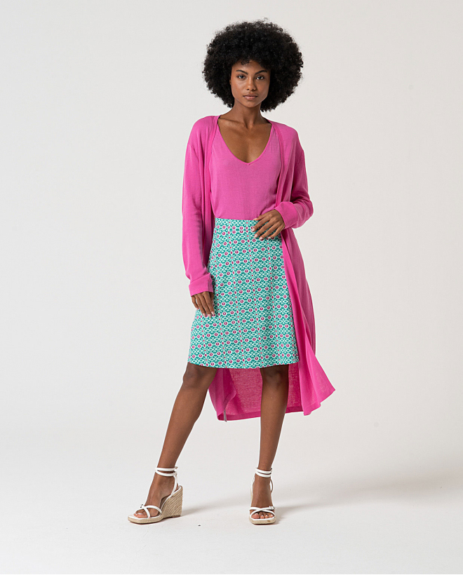 MU:Cardigan lungo aperto senza bottoni Rosa