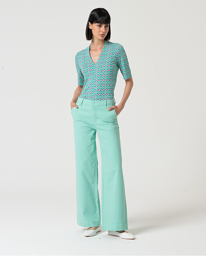 MU:Pantalon évasé Vert d'eau