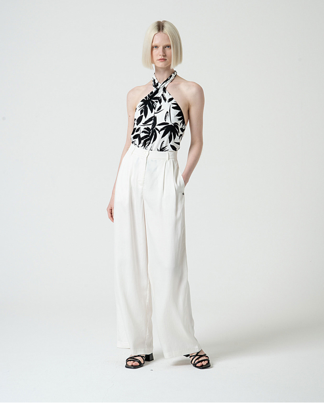 MU:Pantalon ample avec pinces Blanc