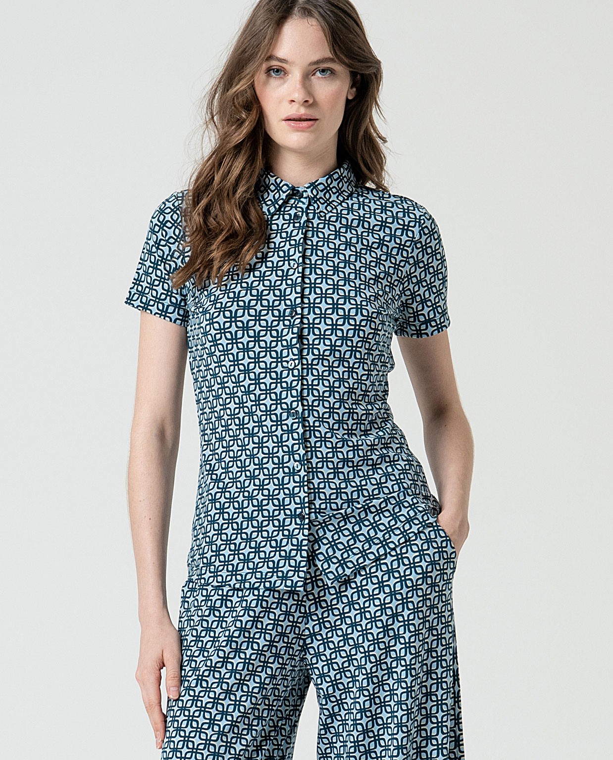 MU:Chemise à manches courtes Bleu