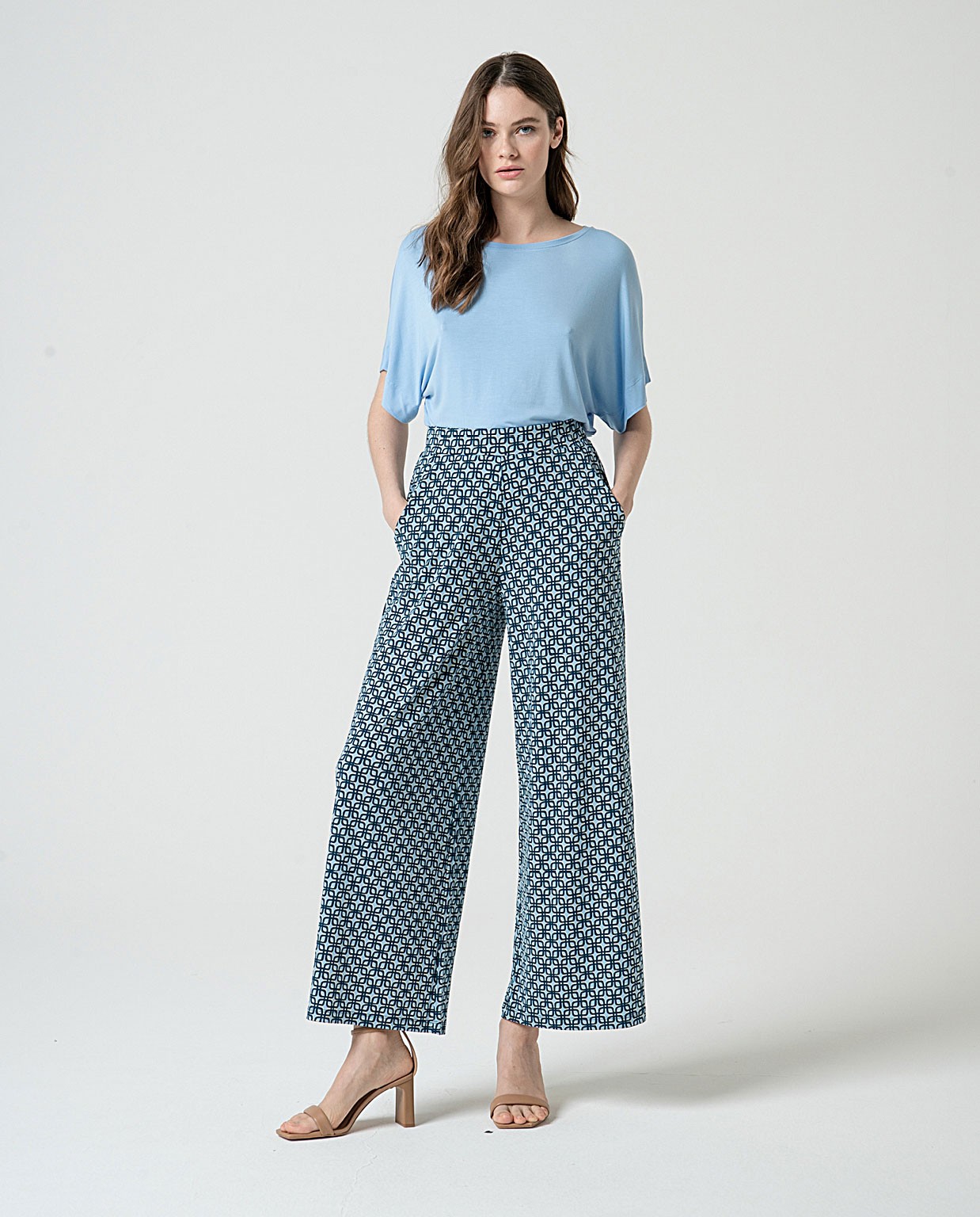 MU:Pantalone largo Azzurro