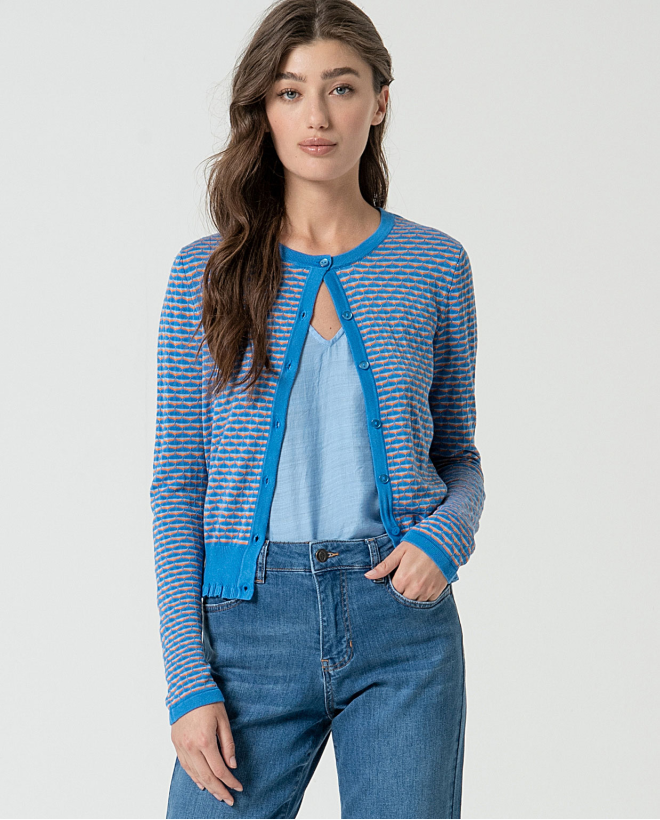 MU:Cardigan aderente girocollo svasato Azzurro
