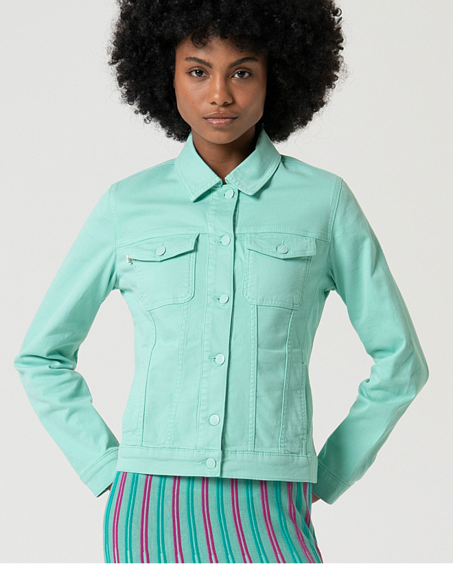 MU:Short denim-style jacket Aqua green